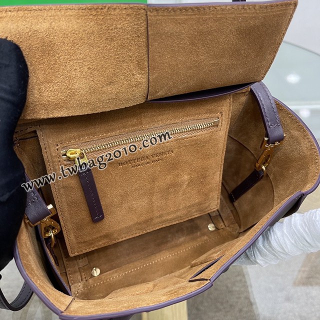 Bottega veneta高端女包 KF008 寶緹嘉新款Arco29 黑加紫 BV經典款mini平紋皮編織女手提包  gxz1124